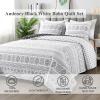 Andency Black White California King Quilt Set, 3 Pieces Boho Lightweight Soft Striped Cal King Bedspread for All Season (112"x104"), Printed Bohemian Microfiber Reversible Coverlet Comforter Sets view 2