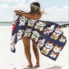 Lansemy Japanese-Style Beach Towel - 35x71 Inch Sand Proof Water Absorbent Travel Towel for Adults, Seven Lucky Cats Blue Texture Quick Dry Pool Towel Travel Camping Blanket for Yoga Bathroom view 2