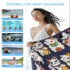 Lansemy Japanese-Style Beach Towel - 35x71 Inch Sand Proof Water Absorbent Travel Towel for Adults, Seven Lucky Cats Blue Texture Quick Dry Pool Towel Travel Camping Blanket for Yoga Bathroom view 4