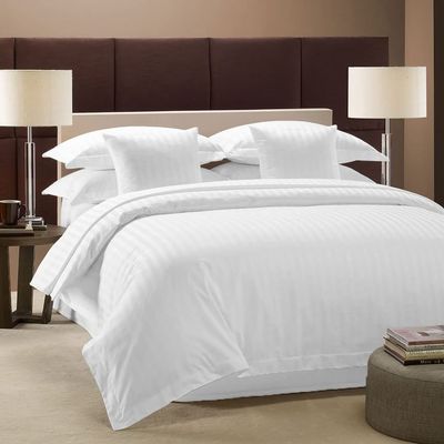 RESTURA Bedding Stripes Duvet Cover White 1000 Thread Count - 1 Duvet Cover with 2 Pillowshams - Egyptian Cotton 3 Pieces Comforter Cover with Zipper Closure - Super King