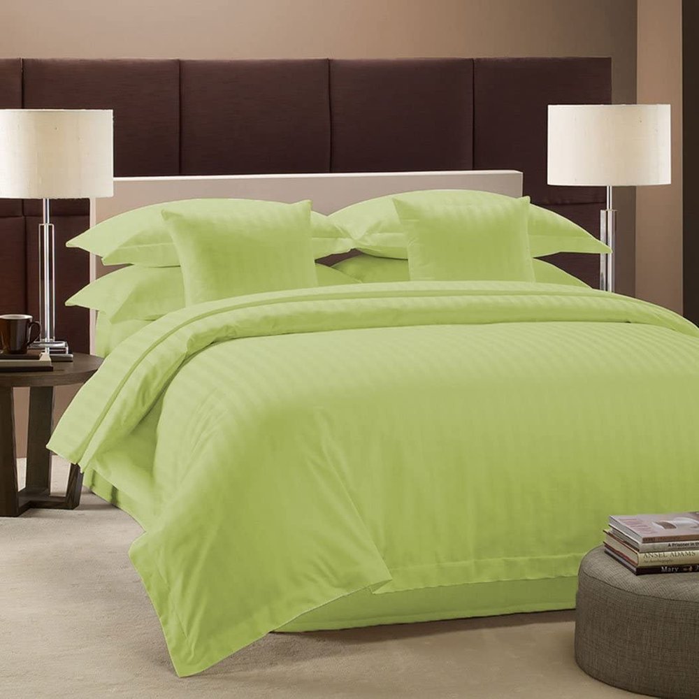 RESTURA Bedding Stripes Duvet Cover Sage 1000 Thread Count - 1 Duvet Cover with 2 Pillowshams - Egyptian Cotton 3 Pieces Comforter Cover with Zipper Closure - Twin XL