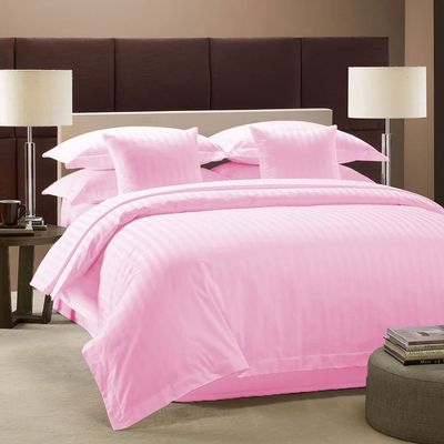 RESTURA Bedding Stripes Duvet Cover Pink 1000 Thread Count - 1 Duvet Cover with 2 Pillowshams - Egyptian Cotton 3 Pieces Comforter Cover with Zipper Closure - Oversized Queen