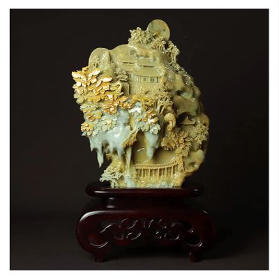 ALDEPO Sculpture Tabletop Modern Sculpture Collectible Art Feng Shui Decor Sculpture and Jade Stone Statue