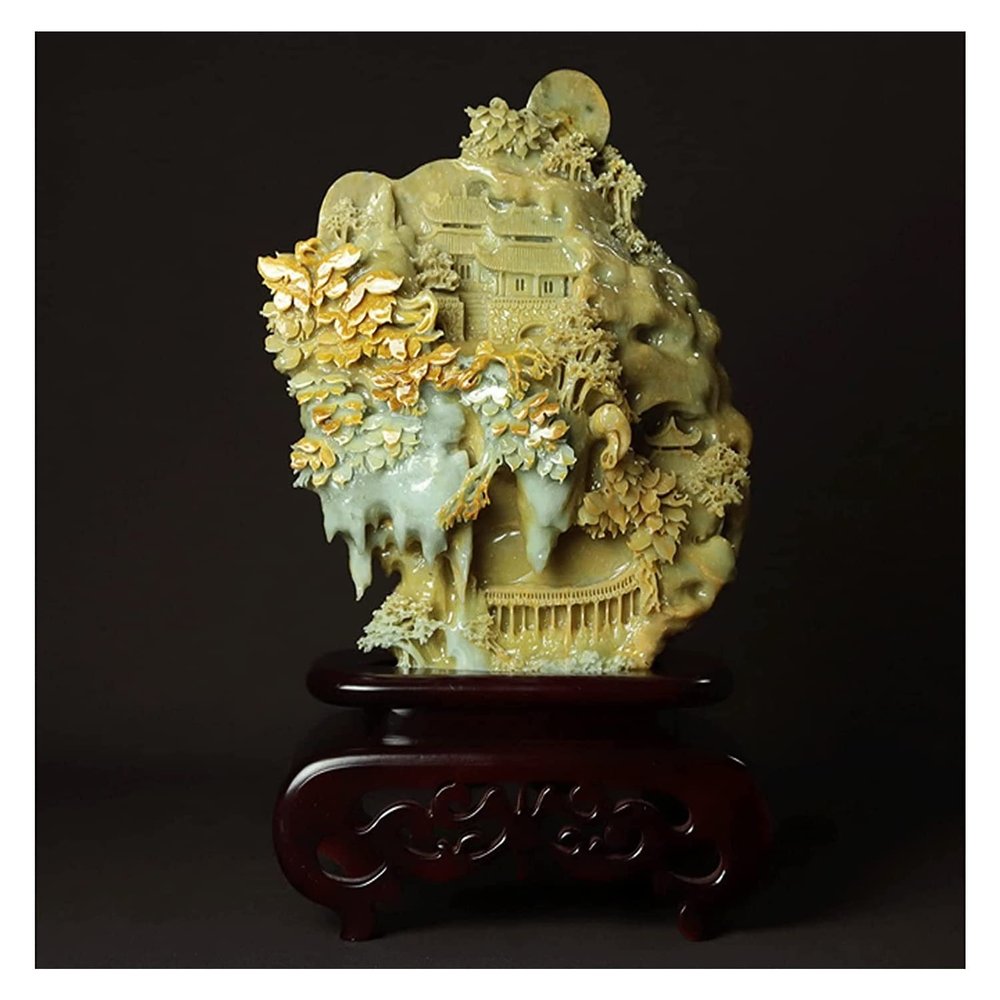ALDEPO Sculpture Tabletop Modern Sculpture Collectible Art Feng Shui Decor Sculpture and Jade Stone Statue