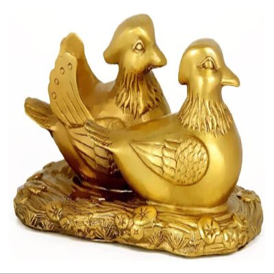 ALDEPO Sculpture Tabletop 2pcs Brass Mandarin Duck Ornaments Office Bedroom Desktop Ornaments Best Wishes for Marriage Wedding Decorations, B Statue