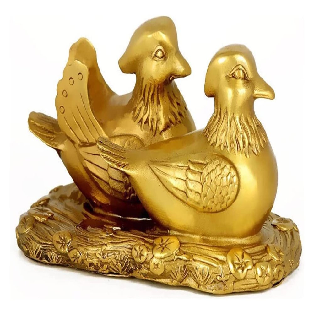 ALDEPO Sculpture Tabletop 2pcs Brass Mandarin Duck Ornaments Office Bedroom Desktop Ornaments Best Wishes for Marriage Wedding Decorations, B Statue