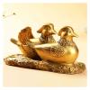 ALDEPO Sculpture Tabletop 2pcs Brass Mandarin Duck Ornaments Office Bedroom Desktop Ornaments Best Wishes for Marriage Wedding Decorations, B Statue view 4
