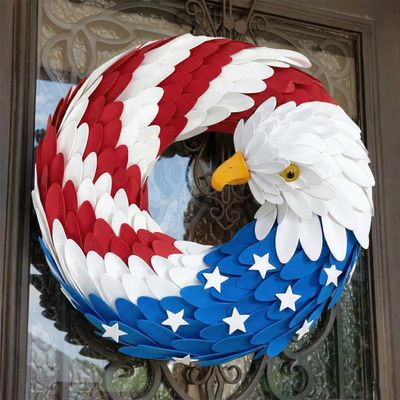 250th Anniversary Eagle Wreath, Independence Day 4th of July Summer Garland, Patriotic Flag Garland Front Door Decorations, American Flag Hanging Wreath for Home Wall Porch