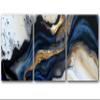 Abstract Royal Blue, Grey, Gold and White Marble, Style 4, Set of 3 Poster Prints, Wall Art Home Dcor, Multiple Sizes (12 x 16 Inches) view 1