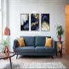 Abstract Royal Blue, Grey, Gold and White Marble, Style 4, Set of 3 Poster Prints, Wall Art Home Dcor, Multiple Sizes (12 x 16 Inches) view 2