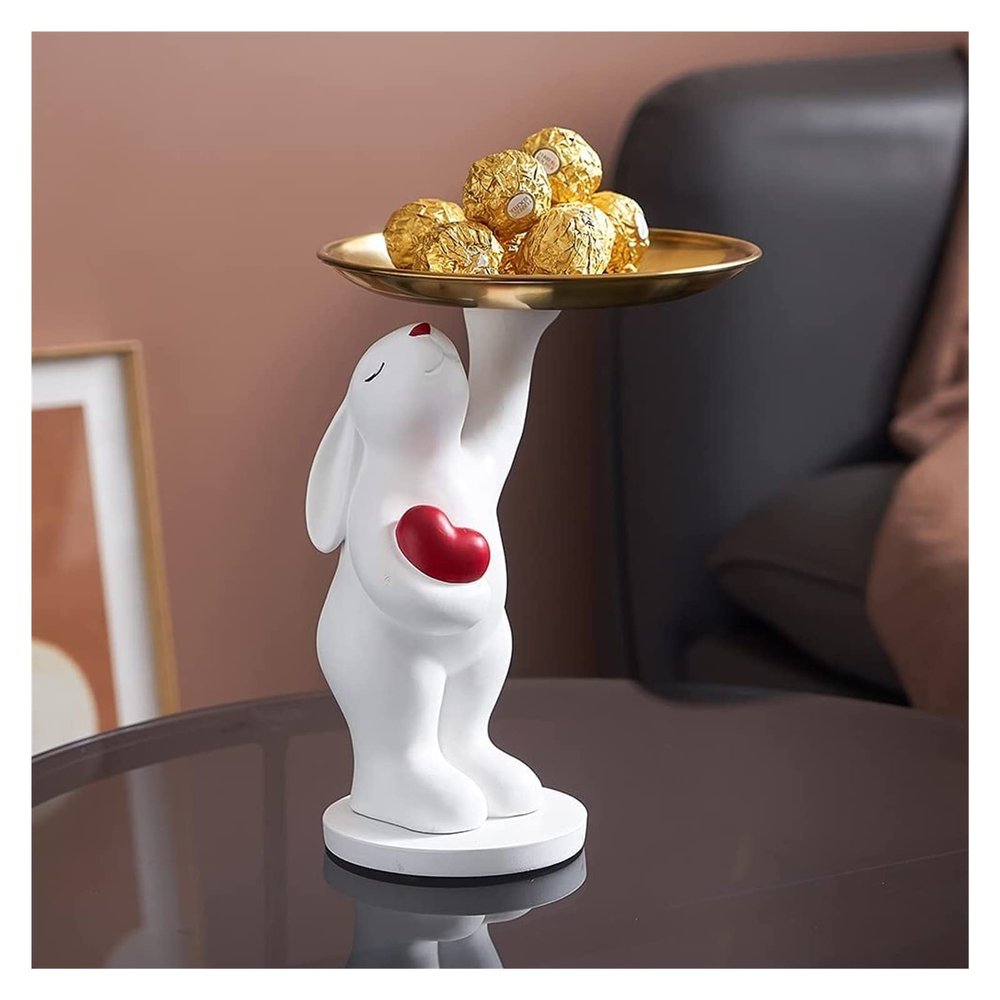 ALDEPO Sculpture Tabletop for Living Room Animal Figurines Christmas Decorations Bear Rabbit Model Resin Embellishments Decor Statue