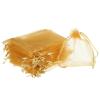 MECCANIXITY 100pcs Organza Bags 4x5 Inch Drawstring Favor Pouches Sheer Mesh Bag for Gift Jewelry Wedding Party Christmas Candy Gold view 1