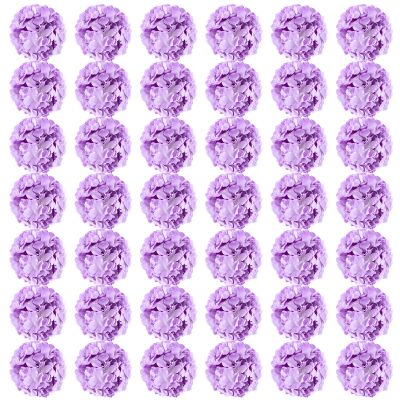 Auihiay 64pcs Hydrangea Artificial Flowers, Purple Artificial Hydrangea Flowers, Silk Hydrangea Heads with Stems for Garden, Home Party Baby Shower DIY Wedding Centerpiece (Purple)