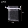 MECCANIXITY 50pcs Organza Bags 2x3 Inch Drawstring Favor Pouches Sheer Mesh Bag for Gift Jewelry Wedding Party Christmas Candy White view 2