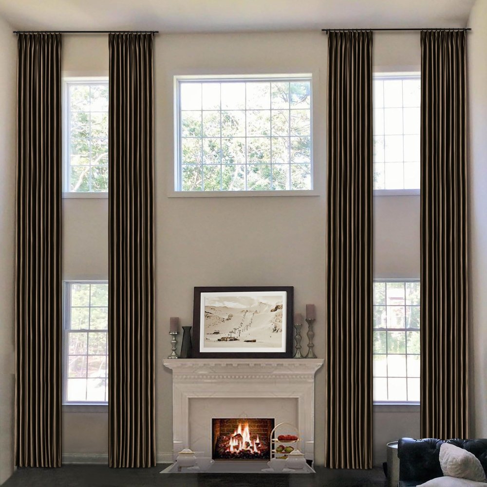Frelement Extra Long Plush Velvet Curtains for High Ceilings, Room Darkening, Pinch Pleat, Thermal Insulated Drapes for Bedroom, 50" W x 108" L, 1 Panel, Chocolate