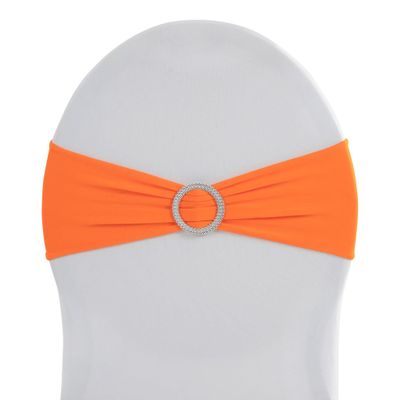 Buckle Spandex Stretch Chair Band Sashes Bows Elastic Chair Ties Orange 10Pc for Wedding Ceremony Reception, Birthday Party, Baby or Bridal Shower, Holiday Party, or Corporate Affair