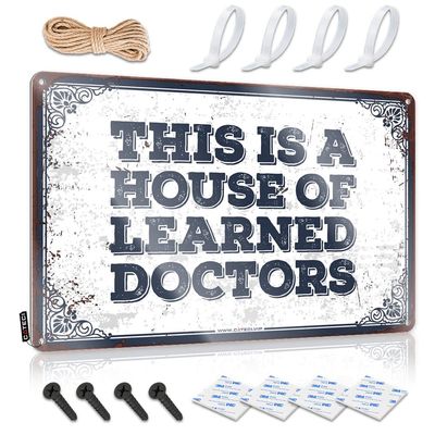 Abipuir Metal Sign Funny This is A House of Learned Doctors Sign Bedroom Door Sign Signs for Bedroom (Size : 30X40CM)