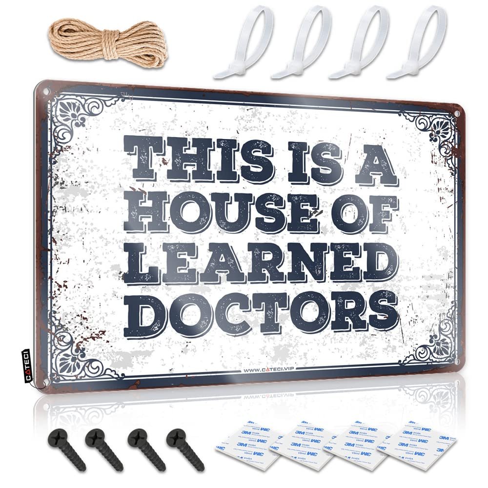 Abipuir Metal Sign Funny This is A House of Learned Doctors Sign Bedroom Door Sign Signs for Bedroom (Size : 30X40CM)