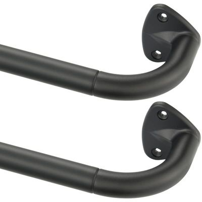 Yun Nephele 2 Pack Curtain Rods, 48-84" Matte Black, Iron, Wall Mounted and Ceiling, 3.5" Width, 3 lbs, 26 lbs Max Weight, Room Darkening, Adjustable, Easy Installation