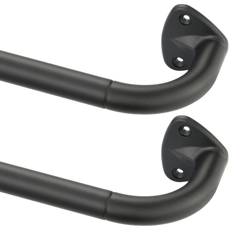 Yun Nephele 2 Pack Curtain Rods, 48-84" Matte Black, Iron, Wall Mounted and Ceiling, 3.5" Width, 3 lbs, 26 lbs Max Weight, Room Darkening, Adjustable, Easy Installation