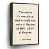 John Milton Quotes Canvas Print Heaven Of Hell, Hell Of Heaven Wall Art Poster English Teacher Gift For Home Office School Wall Decor Framed Artwork(Metal Framed 16" X 20") view 1