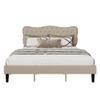 Assile Queen Size Linen Platform Bed Frame with Wooden Slats and Heavy Duty Mattress Foundation, Noise Free Design and Upholstered Adjustable Headboard in Beige view 4
