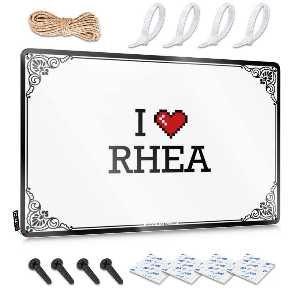 Abipuir Metal Home Bar Signs I Love Rhea Tin Sign Bedroom Furniture Tin Sign Funny (Color : Colour, Size : 20X30CM)