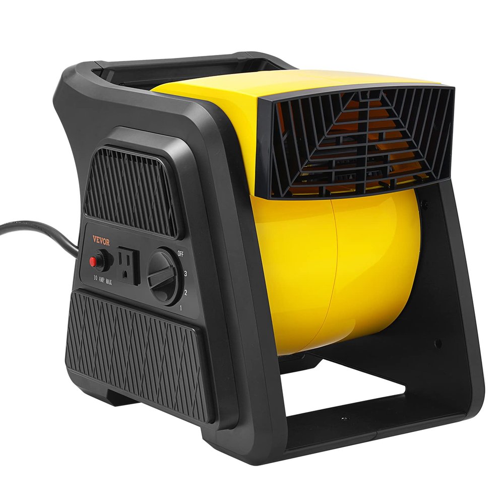 VEVOR Pivoting Utility Fan, 600 CFM High Velocity Floor Blower for Drying, Cooling, Ventilating, Exhausting, 300 Blowing Angle Air Mover, Portable Carpet Dryer Fan for Home, Work Shop