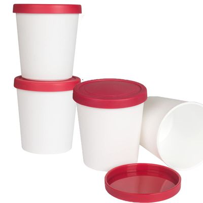 DUNCHATY Ice Cream Containers (Set of 4, 1 Quart Each) Freezer Dessert Containers Reusable Ice Cream Storage Tubs with Silicone Lids for Homemade IceCream Frozen Yogurt Sorbet Red