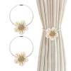 2Pcs Magnetic Curtain Tiebacks, Floral Drapery Tie Backs Boho Decorative Holdbacks Ropes, Curtain Holders for Window Decor, Bedroom, Office, Home (White) view 1