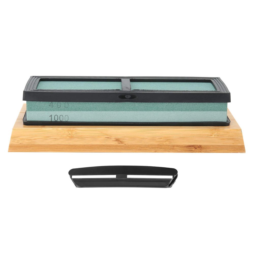 Alvinlite Premium Knife Sharpening Stone Kit|Sharpener Whetstones 400/1000 Grit with Angle Guide and Nonslip Bamboo Silicone Base manual knife