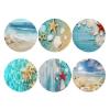 Beach Theme Coaster for Drinks Set of 6, Non-Slip Starfish Shell Leather Coasters Waterproof Cups Mat for Coffee Table Home Bar Decor,Round view 1