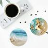 Beach Theme Coaster for Drinks Set of 6, Non-Slip Starfish Shell Leather Coasters Waterproof Cups Mat for Coffee Table Home Bar Decor,Round view 4