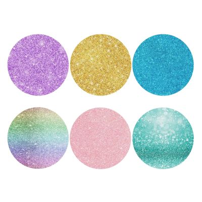 Colorful Glitter Coaster for Drinks Set of 6, Non-Slip Cute Leather Coasters Waterproof Cups Mat for Coffee Table Home Bar Decor,Round