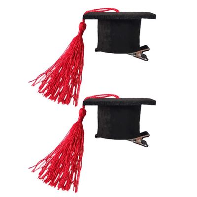 NUOBESTY 2pcs Mini Doctoral Hat Hair Clips Adorable Graduation Party Hairpins Tassel for Graduation Ceremony and Celebration