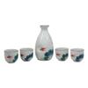 2 Swimming Koi Fishes In Zen Pond Porcelain Sake Flask And 4 Cups Set view 1