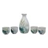 2 Swimming Koi Fishes In Zen Pond Porcelain Sake Flask And 4 Cups Set view 2