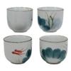 2 Swimming Koi Fishes In Zen Pond Porcelain Sake Flask And 4 Cups Set view 4