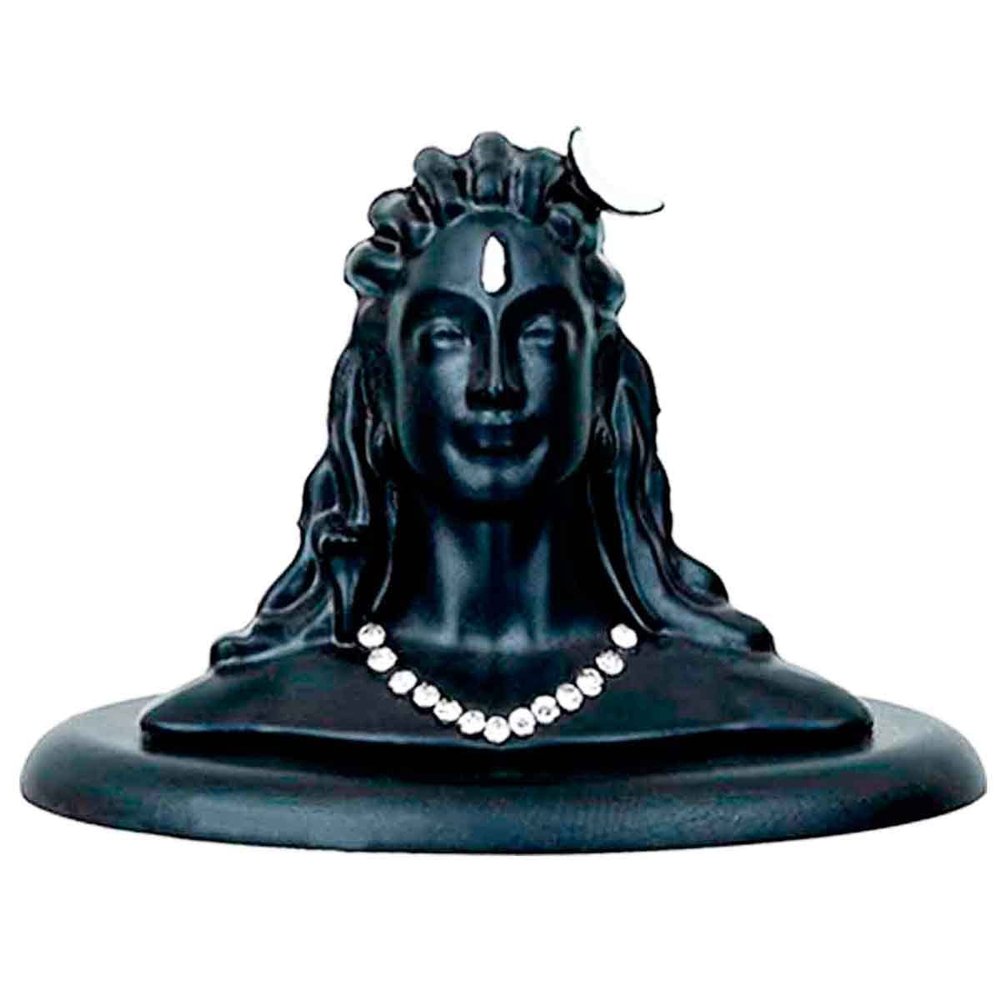 Imagine Mart Adiyogi in Black Shiva Statue with Studded Necklace for Car Dash Board, Pooja & Gifts, Mahadev Murti, Idol, Lord Adiyogi Shankara for Home & Office Decor