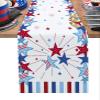4th of July Table Runner,Patriotic Stars Tablecloth Red White and Blue Stripes Memorial Day Decorations for Home,Kitchen,Dining Room,Indoor,Outdoor,13X90 Inches Long,Independence Day Summer Holiday view 1