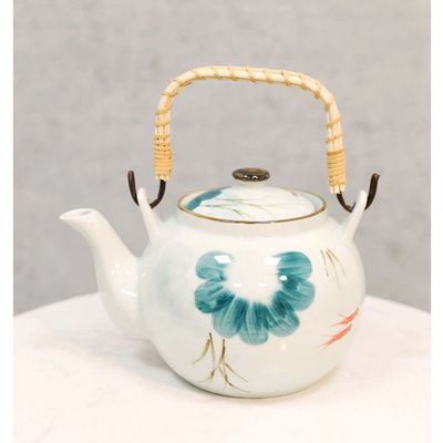 1 Pcs Of Koi Fish Pair In Lily Pond Ceramic Tea Pot 38Oz Teapot Decor