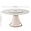 Runboll 59" Sintered Stone Round Dining Table with Detachable Lazy Susan Modern Dinner Table with 31.5" Round Turntable, PU Leather and Metal Pedestal(Not Included Chairs) view 2