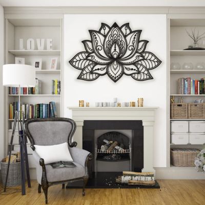 3D Metal Mandala Wall Art - Lotus Flower Spiritual Wall Decor for Bedroom - 36 x 22" / 91 x 59 cm