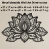 3D Metal Mandala Wall Art - Lotus Flower Spiritual Wall Decor for Bedroom - 36 x 22" / 91 x 59 cm view 3