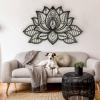 3D Metal Mandala Wall Art - Lotus Flower Spiritual Wall Decor for Bedroom - 36 x 22" / 91 x 59 cm view 4