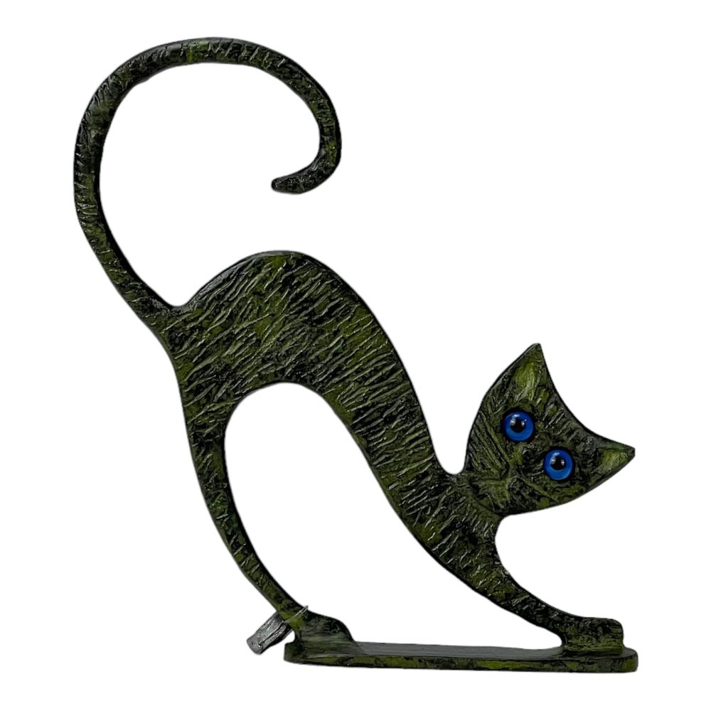 Cat Real Bronze Metal Art Sculpture Handmade in Greece