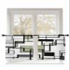 AMZRicher Sage Green Sheer Curtains 54 Inch Length 2 Panels Set, Middle Century Geometric Abstract White Black Grey Semi Transparent Voile Rod Pocket Curtains for Living Dining Room Bedroom Drapes view 1