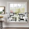 AMZRicher Sage Green Sheer Curtains 54 Inch Length 2 Panels Set, Middle Century Geometric Abstract White Black Grey Semi Transparent Voile Rod Pocket Curtains for Living Dining Room Bedroom Drapes view 2