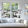 AMZRicher Sage Green Sheer Curtains 54 Inch Length 2 Panels Set, Middle Century Geometric Abstract White Black Grey Semi Transparent Voile Rod Pocket Curtains for Living Dining Room Bedroom Drapes view 4