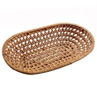 Rattan Handwoven Towel Tray Straw Woven Water Hyacinth Baskets for Table Top Desk Cupboard